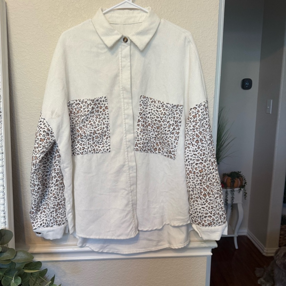 XL shein Leopard Print Button Down Jacket - Picture 11 of 14